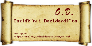 Oszlányi Dezideráta névjegykártya
